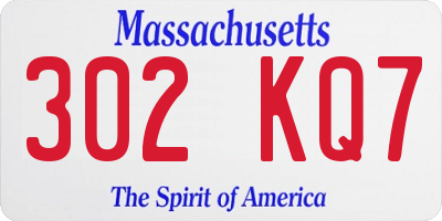 MA license plate 302KQ7