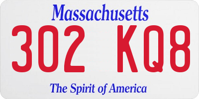 MA license plate 302KQ8