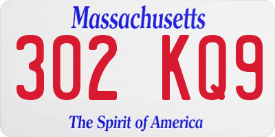 MA license plate 302KQ9