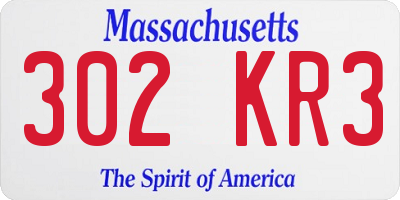MA license plate 302KR3