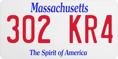 MA license plate 302KR4