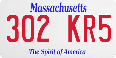 MA license plate 302KR5