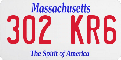 MA license plate 302KR6
