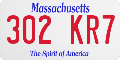 MA license plate 302KR7