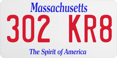 MA license plate 302KR8