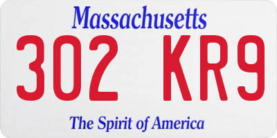 MA license plate 302KR9
