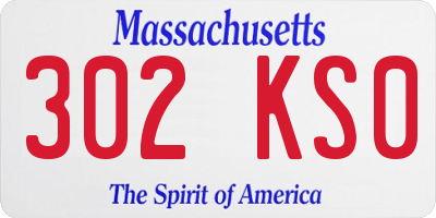 MA license plate 302KS0