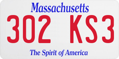 MA license plate 302KS3