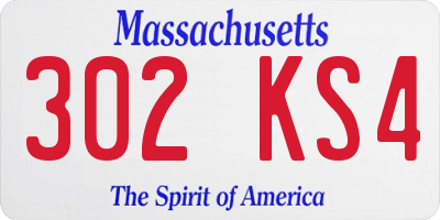 MA license plate 302KS4
