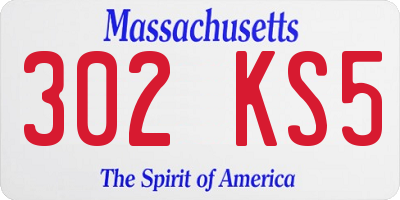 MA license plate 302KS5