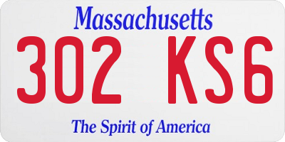 MA license plate 302KS6