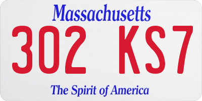MA license plate 302KS7