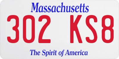MA license plate 302KS8