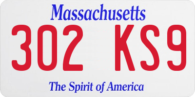 MA license plate 302KS9