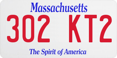 MA license plate 302KT2