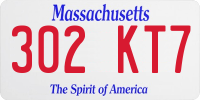 MA license plate 302KT7
