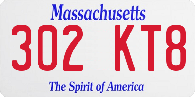 MA license plate 302KT8