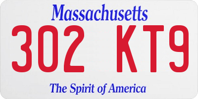 MA license plate 302KT9