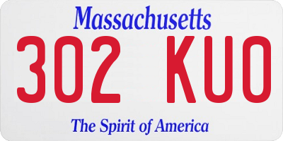 MA license plate 302KU0