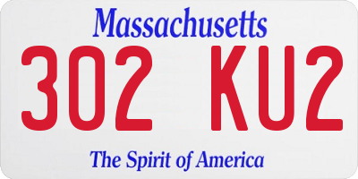 MA license plate 302KU2