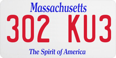 MA license plate 302KU3