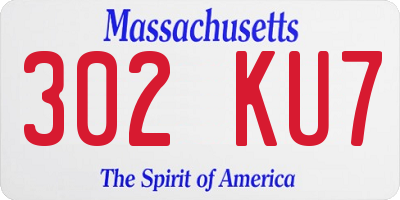MA license plate 302KU7