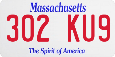 MA license plate 302KU9