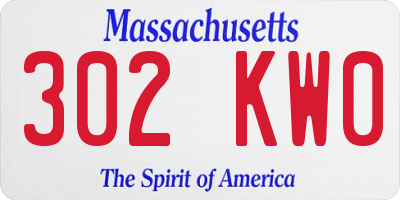 MA license plate 302KW0