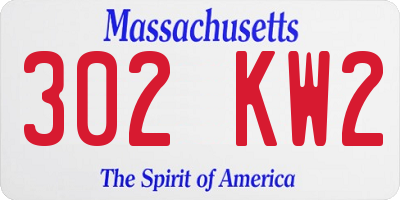 MA license plate 302KW2
