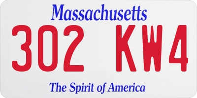 MA license plate 302KW4