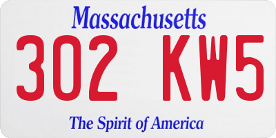 MA license plate 302KW5
