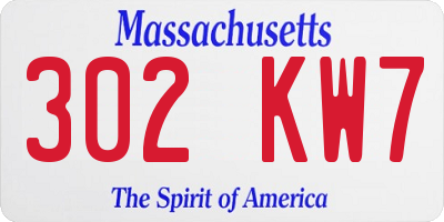 MA license plate 302KW7