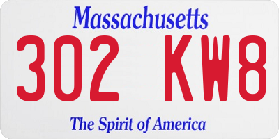 MA license plate 302KW8
