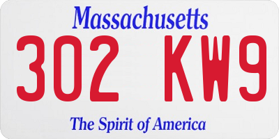 MA license plate 302KW9