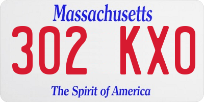 MA license plate 302KX0