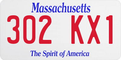 MA license plate 302KX1