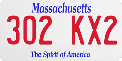 MA license plate 302KX2