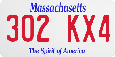 MA license plate 302KX4