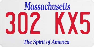 MA license plate 302KX5