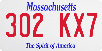 MA license plate 302KX7