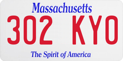 MA license plate 302KY0