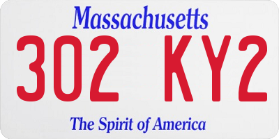 MA license plate 302KY2