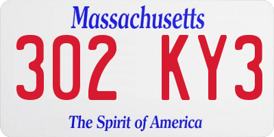 MA license plate 302KY3