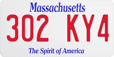 MA license plate 302KY4