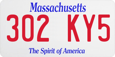MA license plate 302KY5