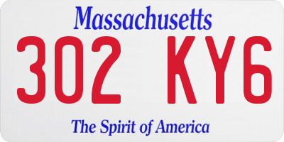 MA license plate 302KY6