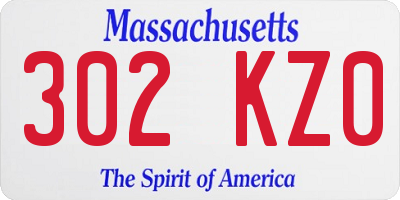 MA license plate 302KZ0
