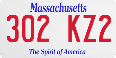 MA license plate 302KZ2