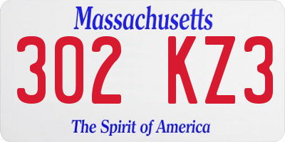 MA license plate 302KZ3