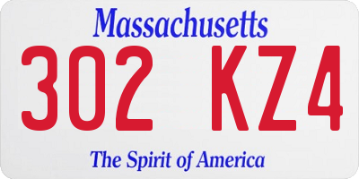 MA license plate 302KZ4